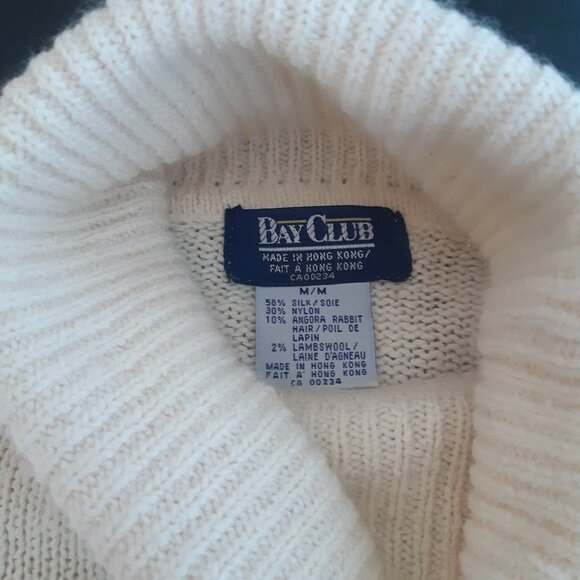 Bay Club SZ M Cream Silk, Angora Rabbit, Nylon & Lambswool Turtleneck Sweater - Picture 3 of 16